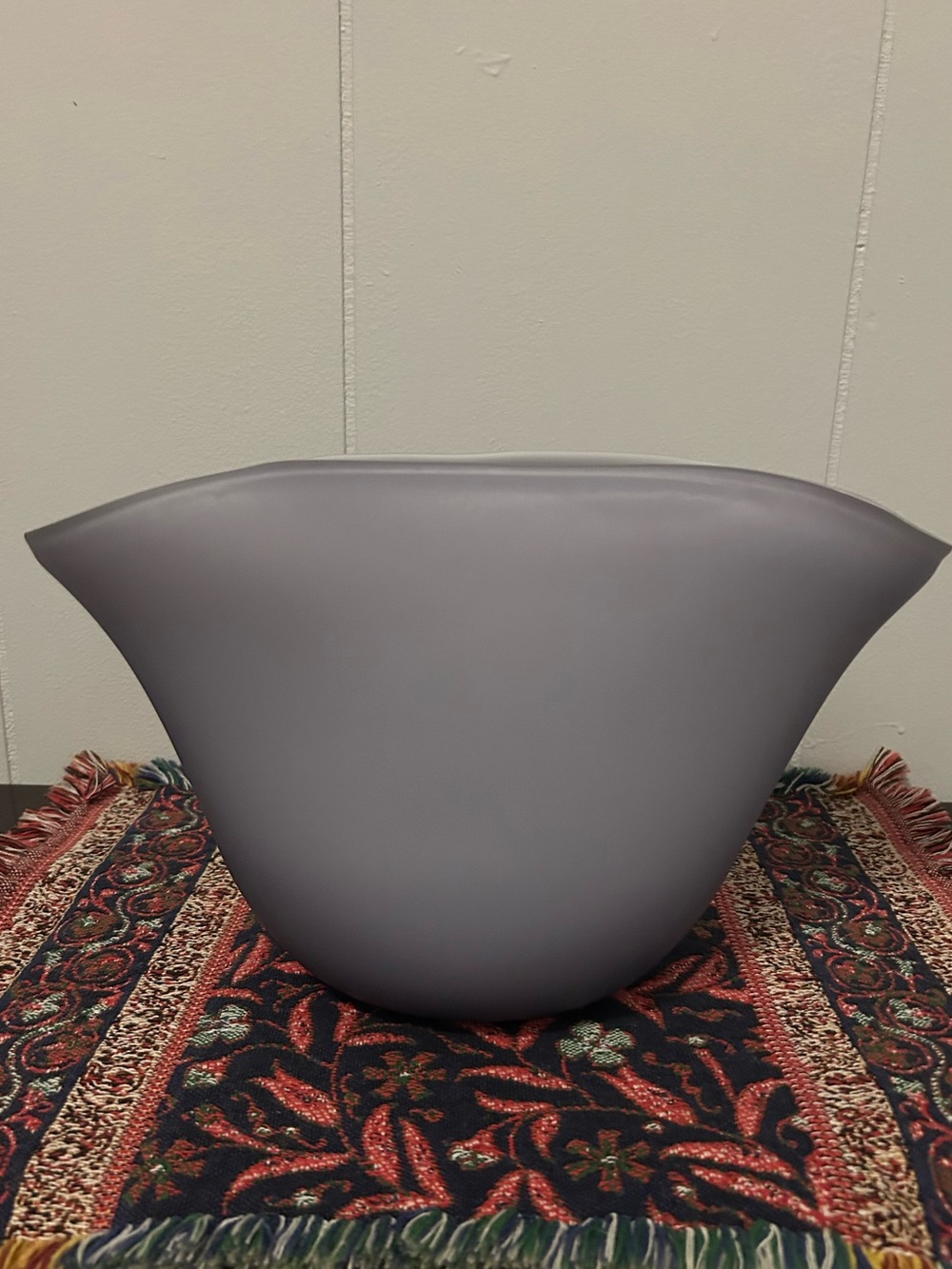 Pottery Barn Frosted Purple Ombré Pinched Sides Satin Glass Finish Vase